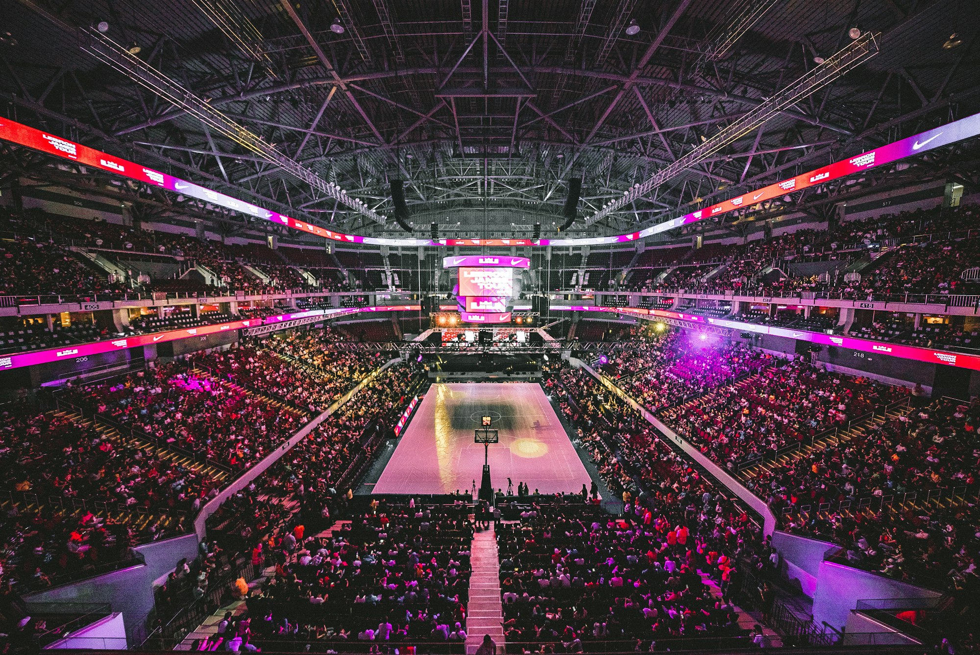 A packed arena during a major basketball event, representing the thrilling corporate hospitality experiences available at the AO Arena.