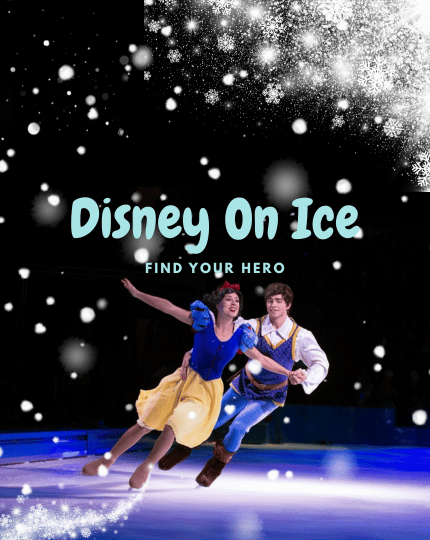 Disney on ice blog cover, has two Disney themed skaters